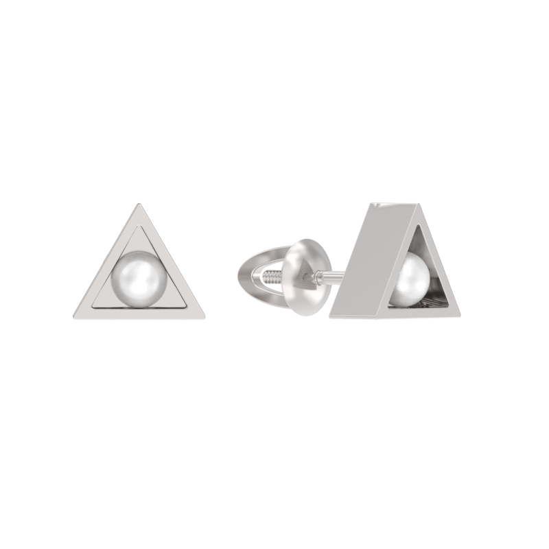 Пуссеты из серебра с камнем Жемчуг фото, цены