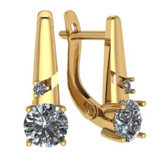 Серьги из золота с камнем Фианит фото, цены