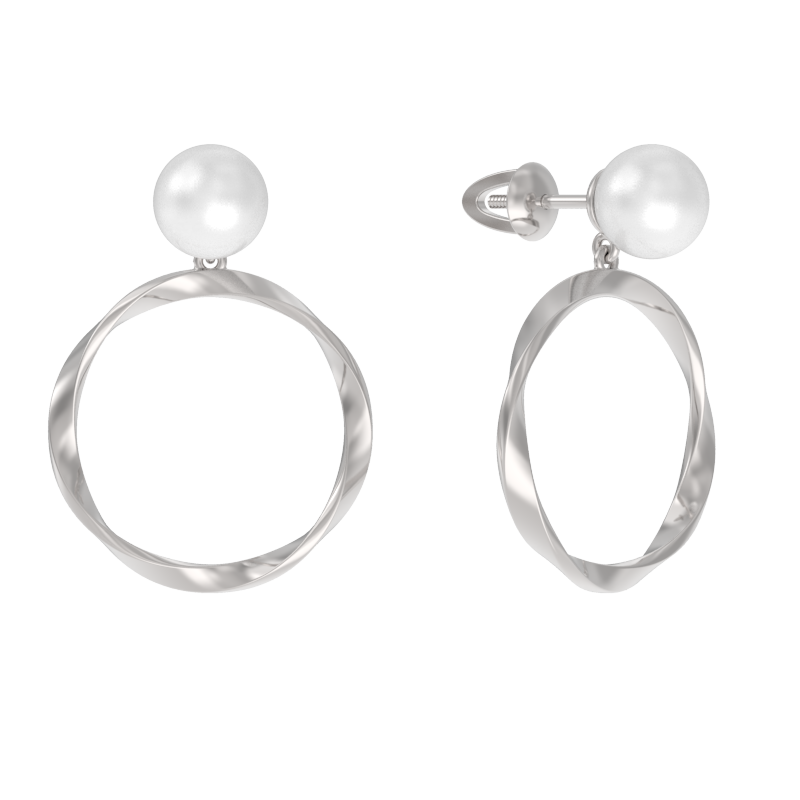 Пуссеты из серебра с камнем Жемчуг иск. фото, цены