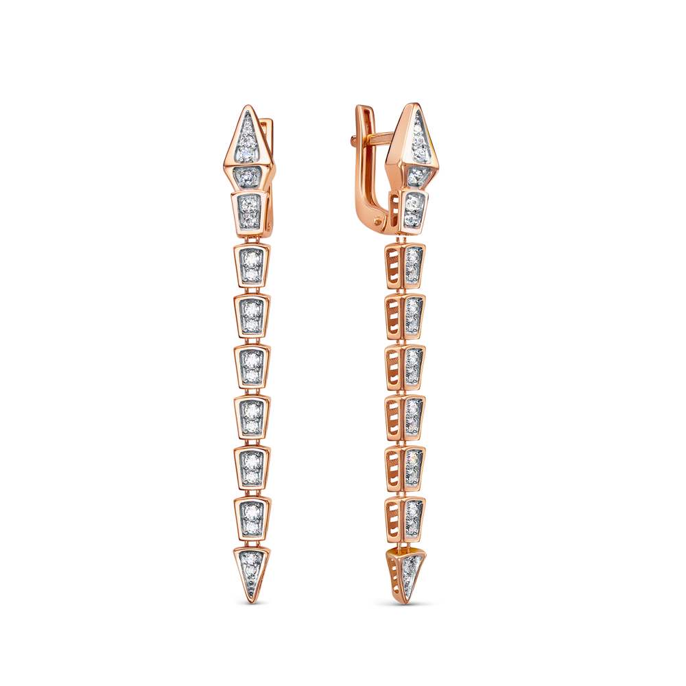 Серьги из золота с камнем Фианит фото, цены