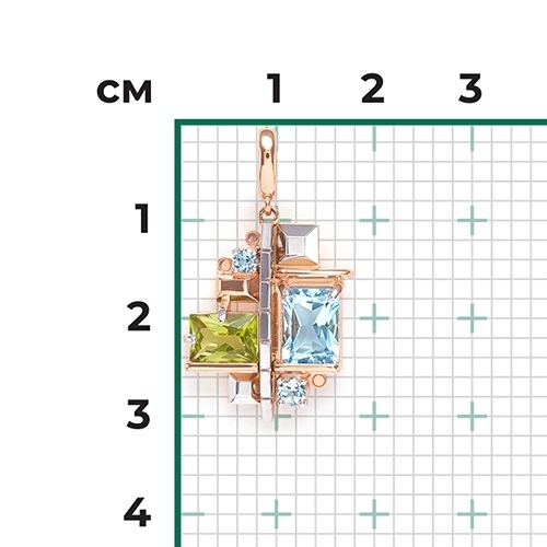 Подвеска из золота с камнем Топаз, Хризолит фото, цены