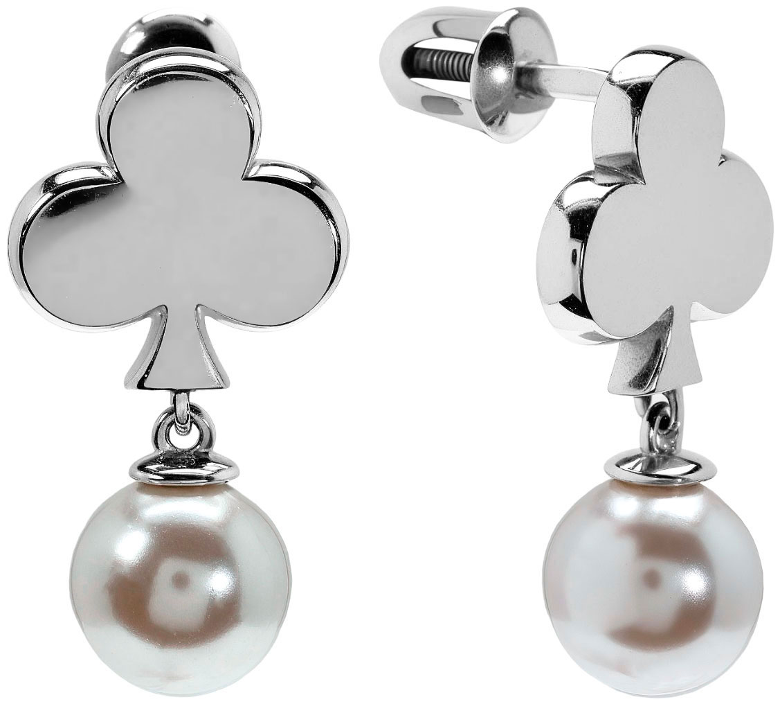 Пуссеты из серебра с камнем Жемчуг иск. фото, цены