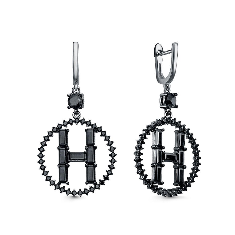 Серьги из серебра с камнем Шпинель фото, цены