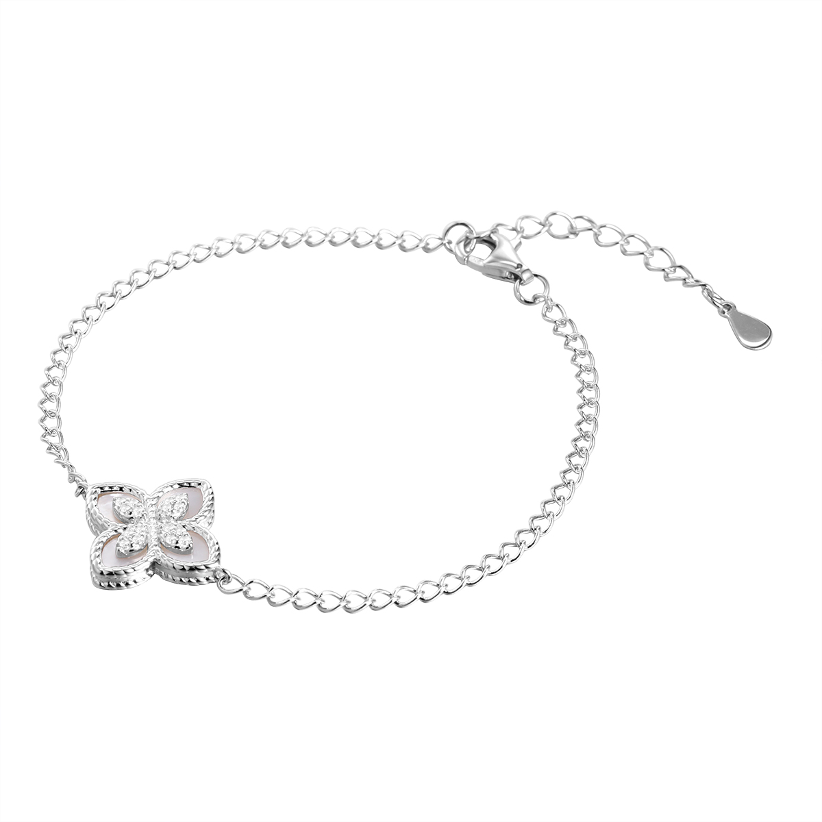 Браслет из серебра с камнем Фианит, Перламутр фото, цены