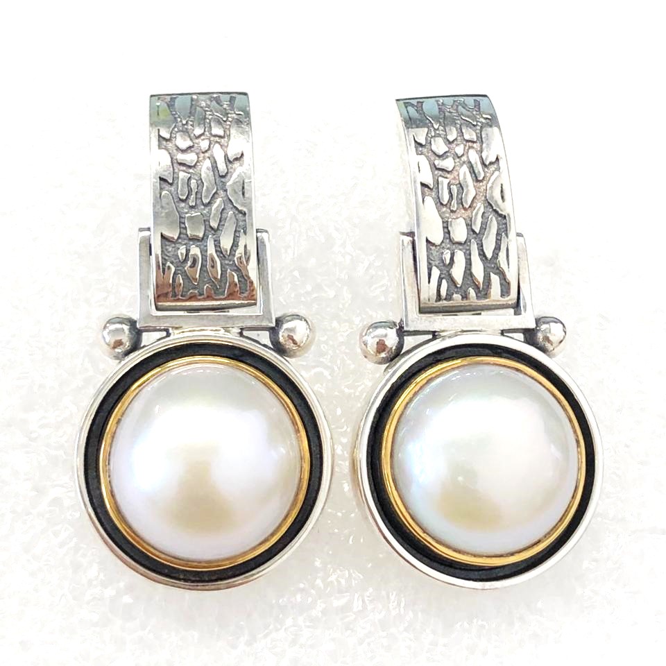 Серьги из серебра с камнем Жемчуг фото, цены