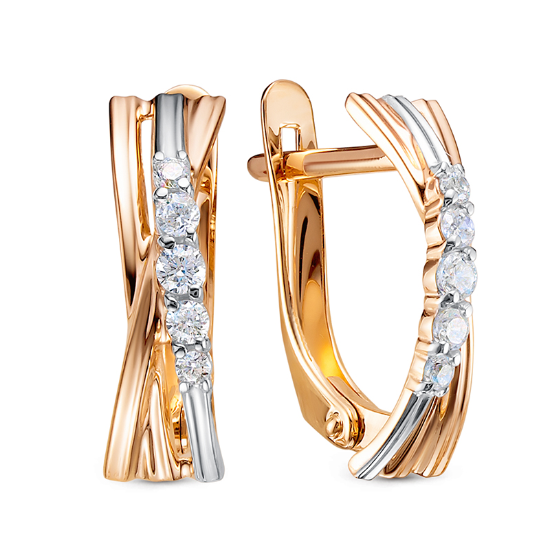 Серьги из золота с камнем Фианит фото, цены