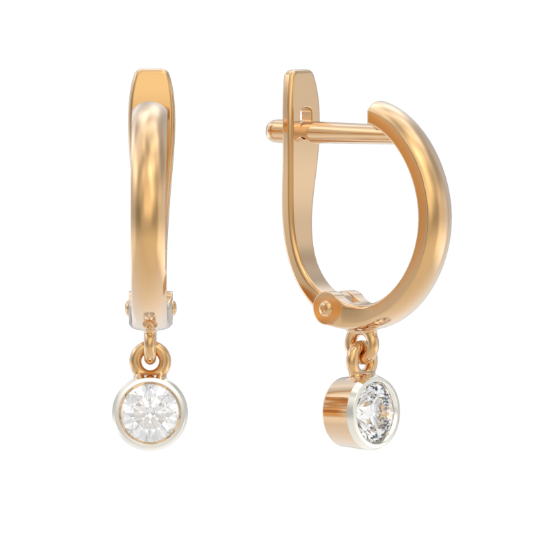 Серьги из золота с камнем Фианит фото, цены