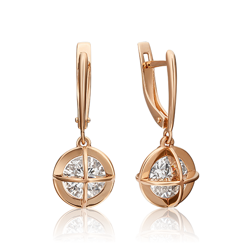 Серьги из золота с камнем Фианит фото, цены