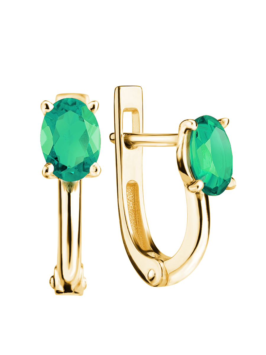 Серьги из золота с камнем Изумруд фото, цены