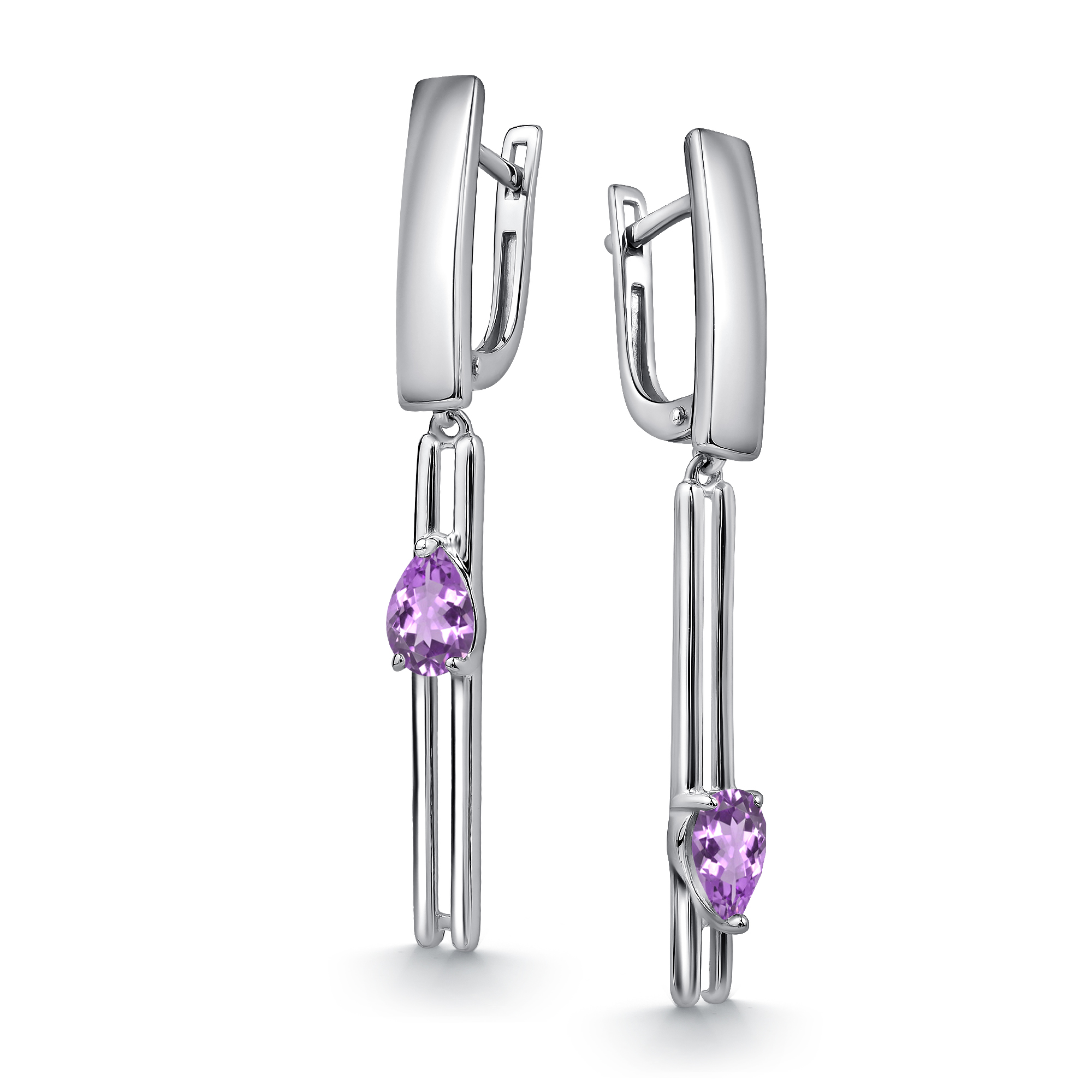 Серьги из серебра с камнем аметист фото, цены
