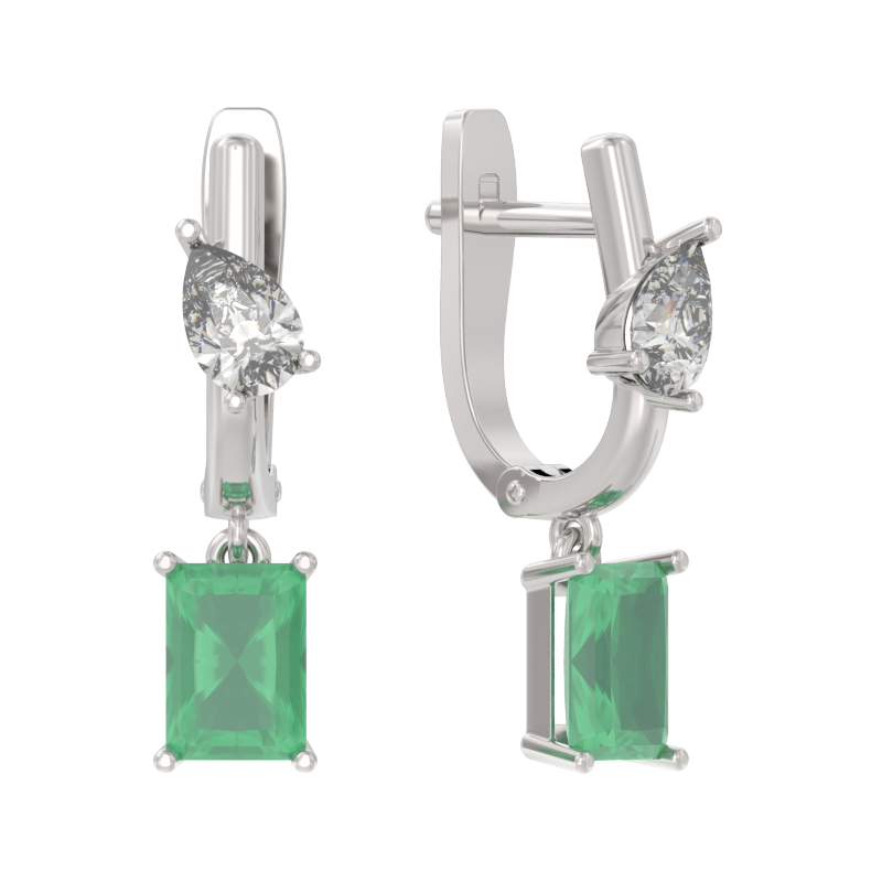 Серьги из серебра с камнем Фианит, Агат фото, цены