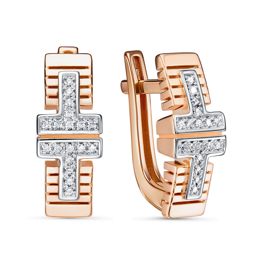 Серьги из золота с камнем Фианит фото, цены