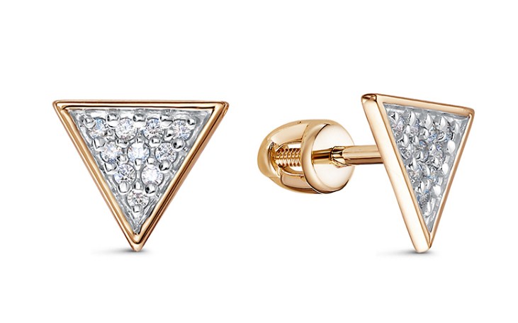 Серьги из золота с камнем Фианит фото, цены