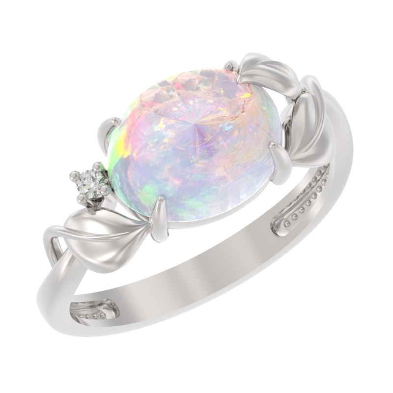 Кольцо из серебра с камнем Фианит, Опал иск. фото, цены