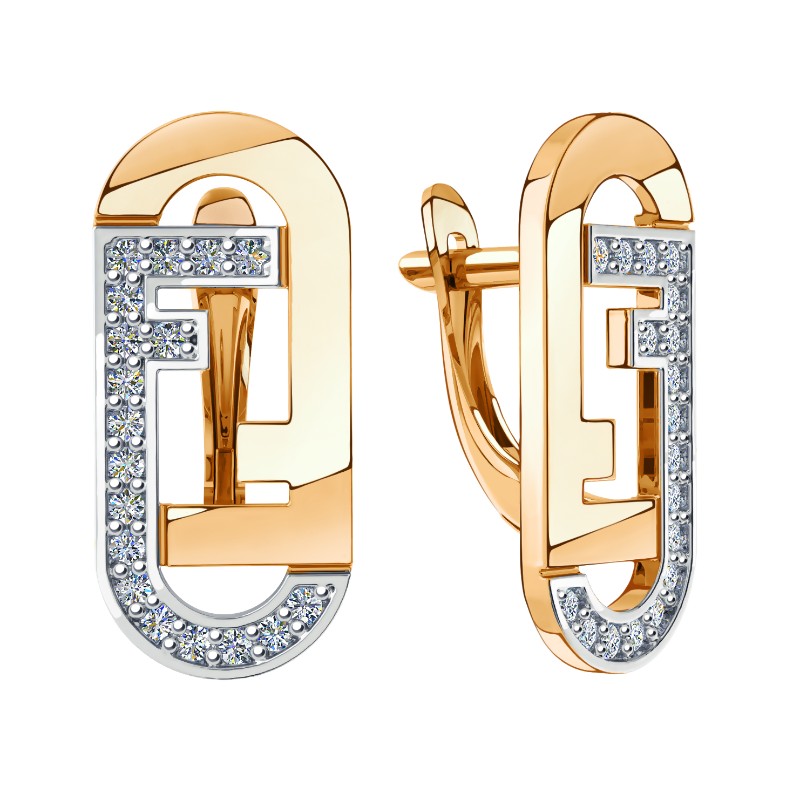 Серьги из золота с камнем Фианит фото, цены