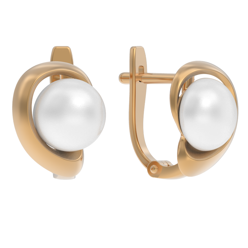 Серьги из золота с камнем Жемчуг фото, цены