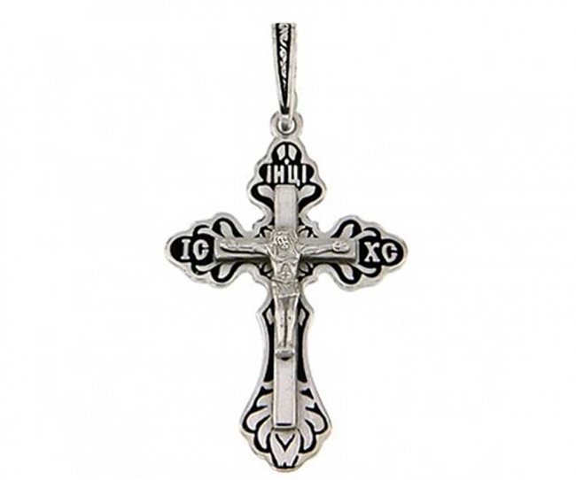 Крест из серебра с камнем вставками эмали фото, цены