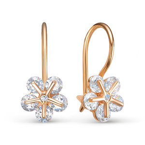 Серьги из золота с камнем Фианит фото, цены