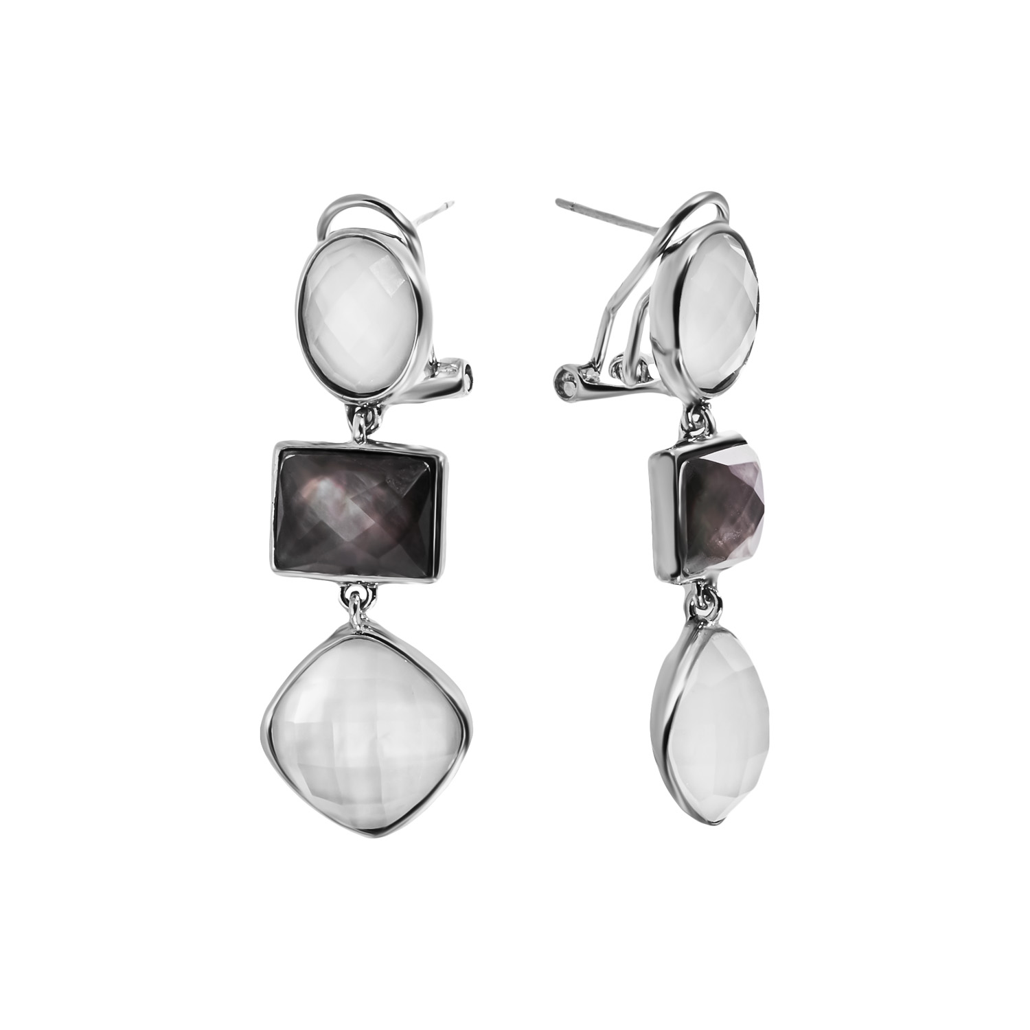 Серьги из серебра с камнем Перламутр, Стекло фото, цены