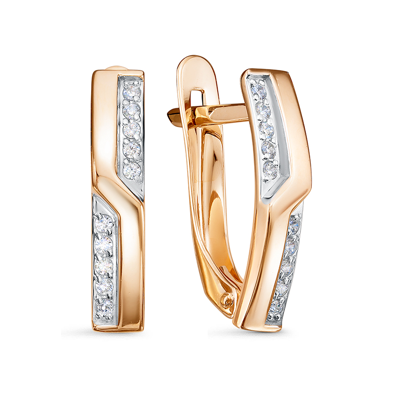 Серьги из золота с камнем Фианит фото, цены