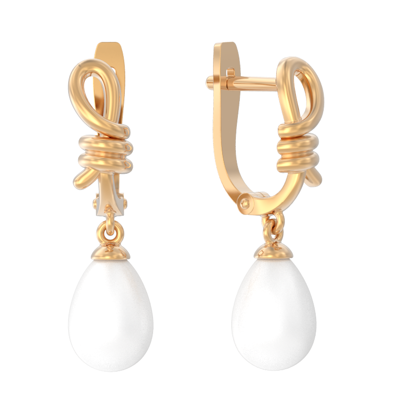 Серьги из золота с камнем Жемчуг фото, цены