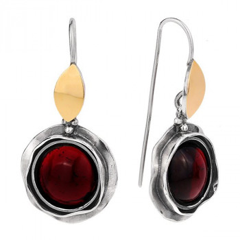 Серьги из серебра с камнем Гранат фото, цены