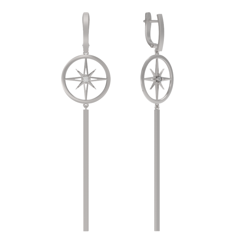 Серьги из серебра с камнем Фианит фото, цены