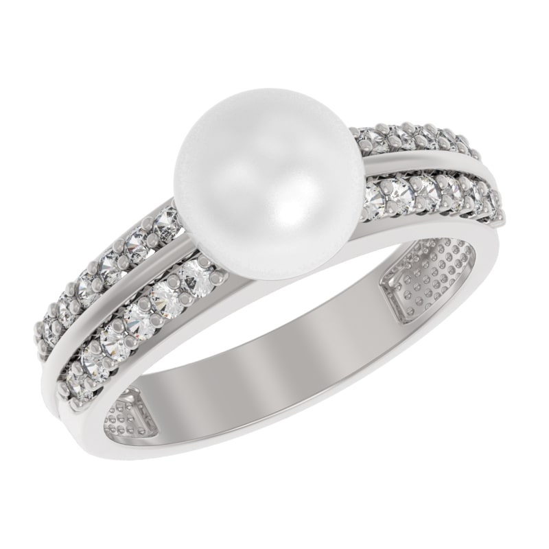 Кольцо из серебра с камнем Жемчуг фото, цены