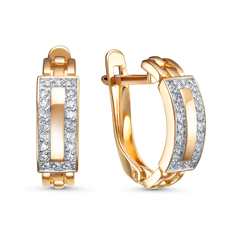 Серьги из золота с камнем Фианит фото, цены