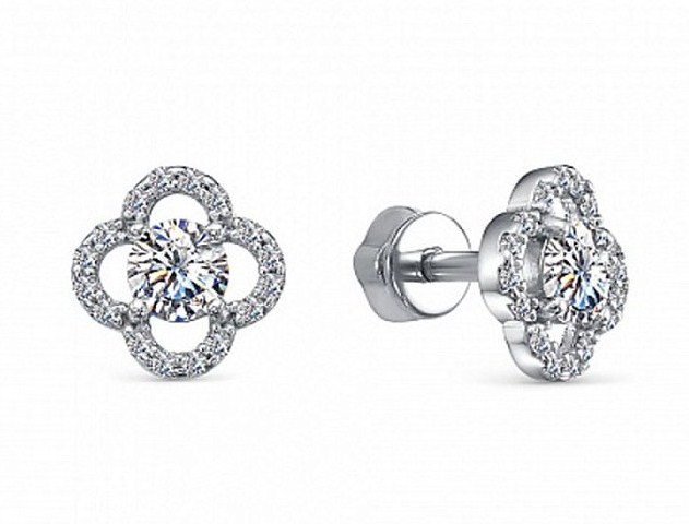 Пуссеты из серебра с камнем Фианит фото, цены