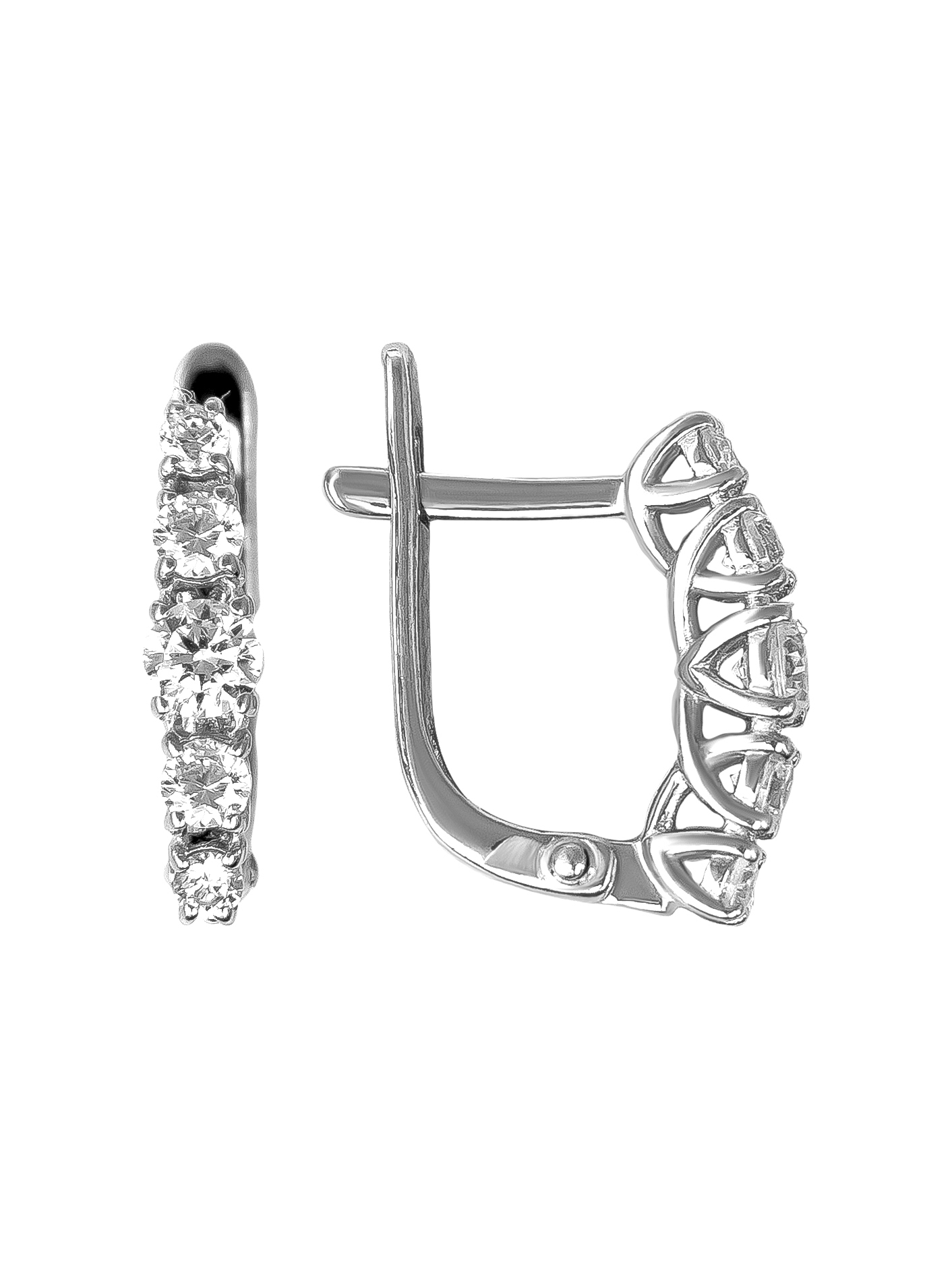 Серьги из серебра с камнем Фианит фото, цены