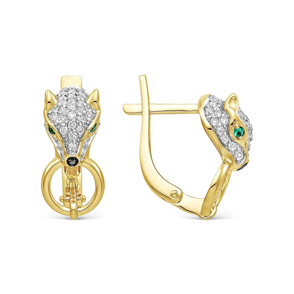 Серьги из золота с камнем Бриллиант, Изумруд фото, цены