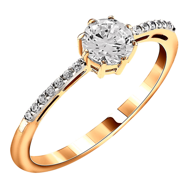 Кольцо из золота с камнем Фианит фото, цены