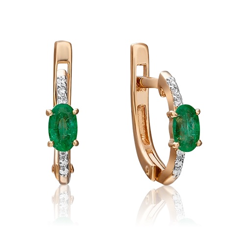 Серьги из золота с камнем Бриллиант, Изумруд фото, цены