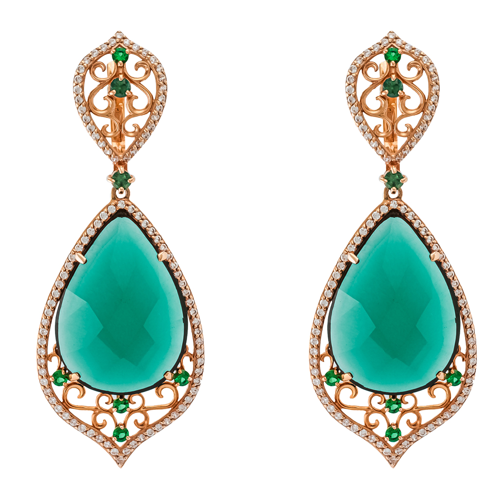 Серьги из золота с камнем Кварц фото, цены