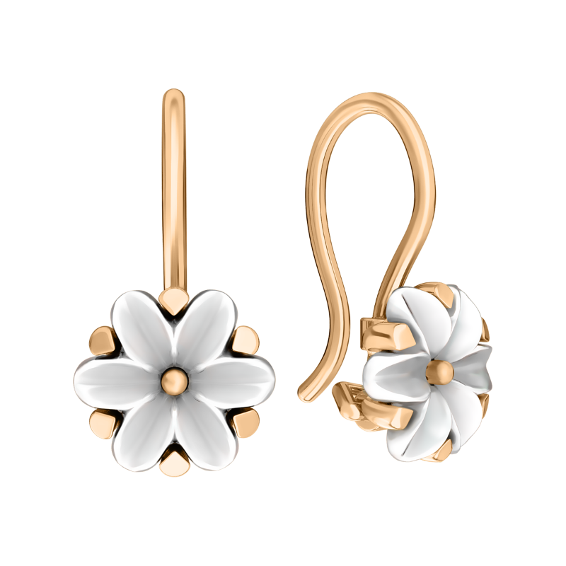 Серьги из золота с камнем Перламутр фото, цены