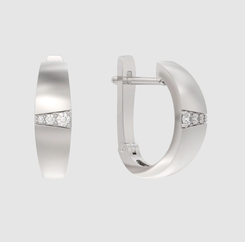 Серьги из серебра с камнем Фианит фото, цены