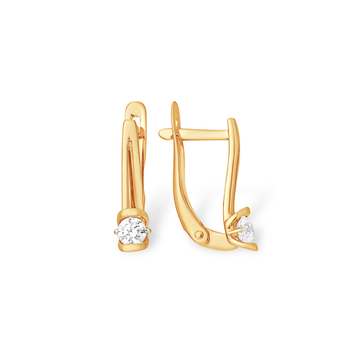 Серьги из золота с камнем Фианит фото, цены