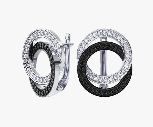 Серьги из серебра с камнем Фианит фото, цены