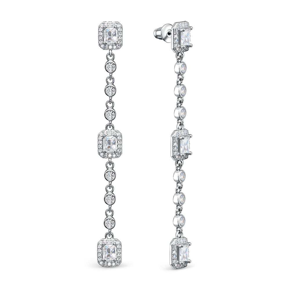 Серьги из серебра с камнем Циркон фото, цены