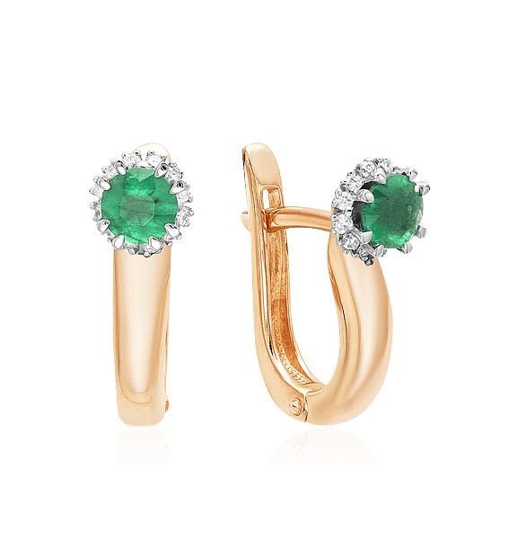 Серьги из золота с камнем Бриллиант, Изумруд фото, цены