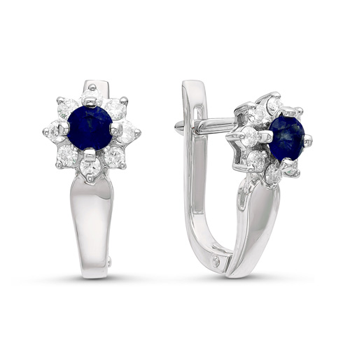 Серьги из золота с камнем Бриллиант, Сапфир фото, цены