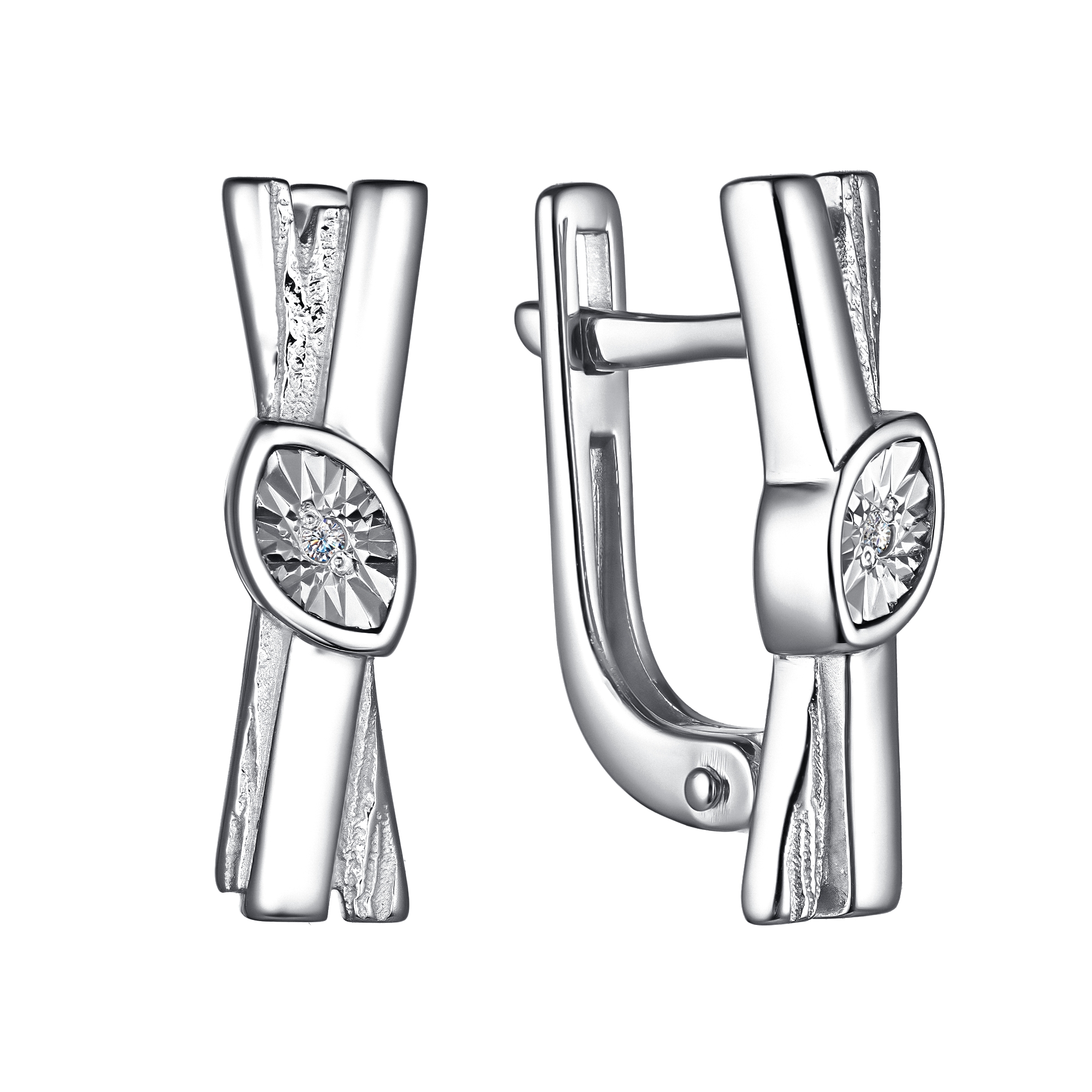 Серьги из серебра с камнем Бриллиант фото, цены