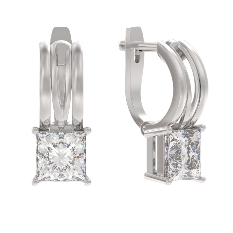 Серьги из серебра с камнем Фианит фото, цены