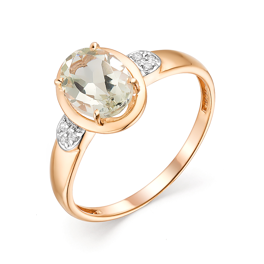 Кольцо из золота с камнем Фианит, аметист синт. фото, цены