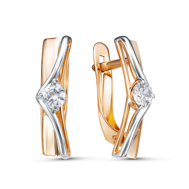 Серьги из золота с камнем Фианит фото, цены