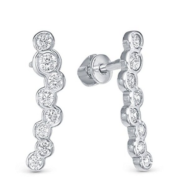 Серьги из серебра с камнем Фианит фото, цены