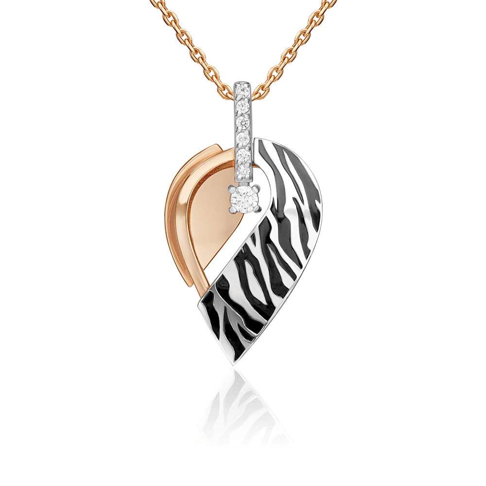 Подвеска из золота с камнем Фианит, вставками эмали фото, цены