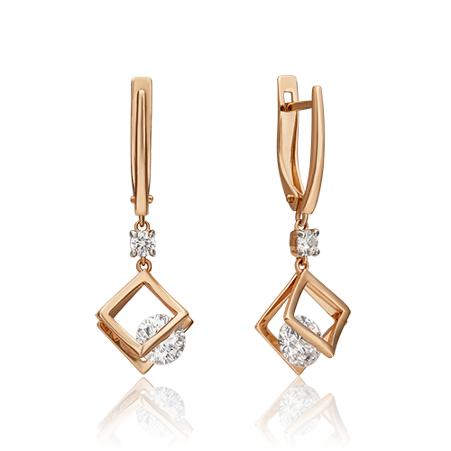 Серьги из золота с камнем Фианит фото, цены