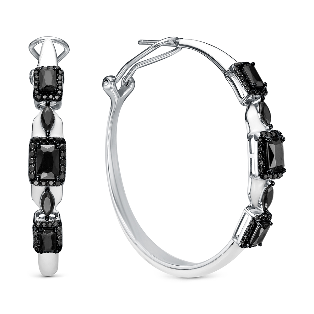 Серьги из серебра с камнем Шпинель фото, цены